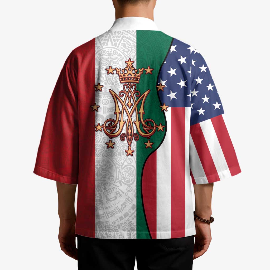 Guadalupe Virgin Mary Kimono Mexican American Flag - Wonder Print Shop