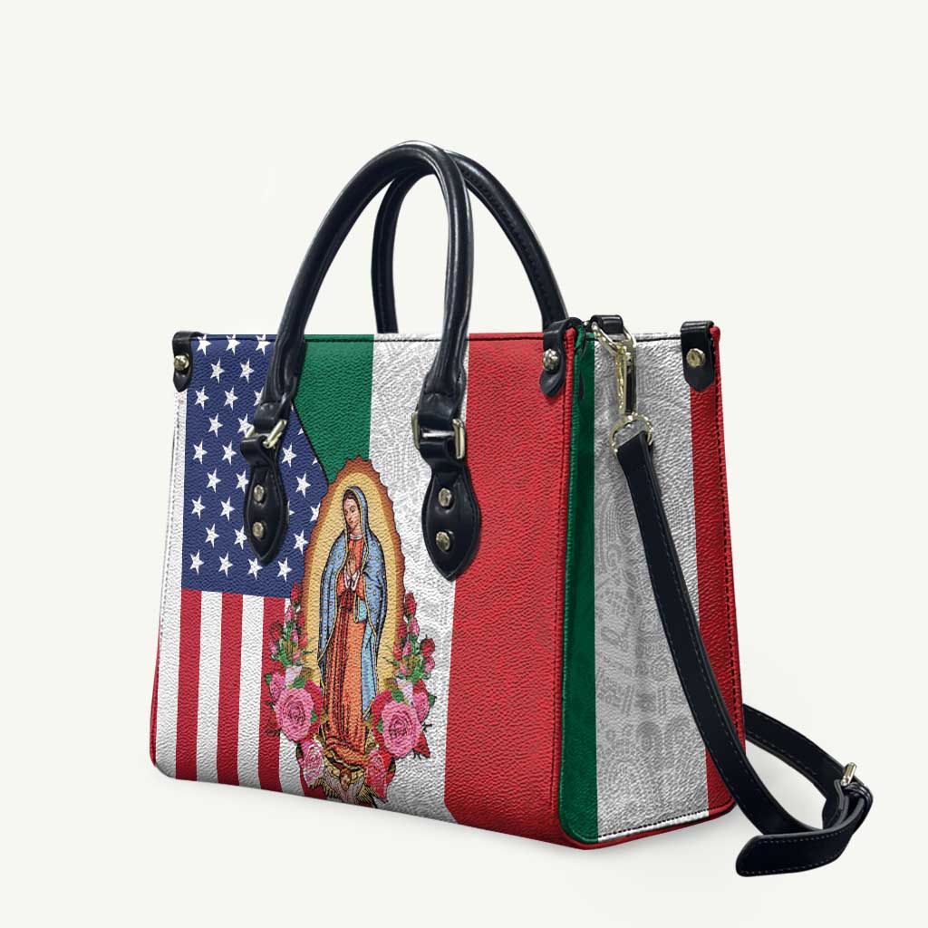 Guadalupe Virgin Mary Leather Bag Mexican American Flag - Wonder Print Shop