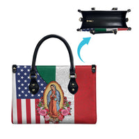 Guadalupe Virgin Mary Leather Bag Mexican American Flag - Wonder Print Shop