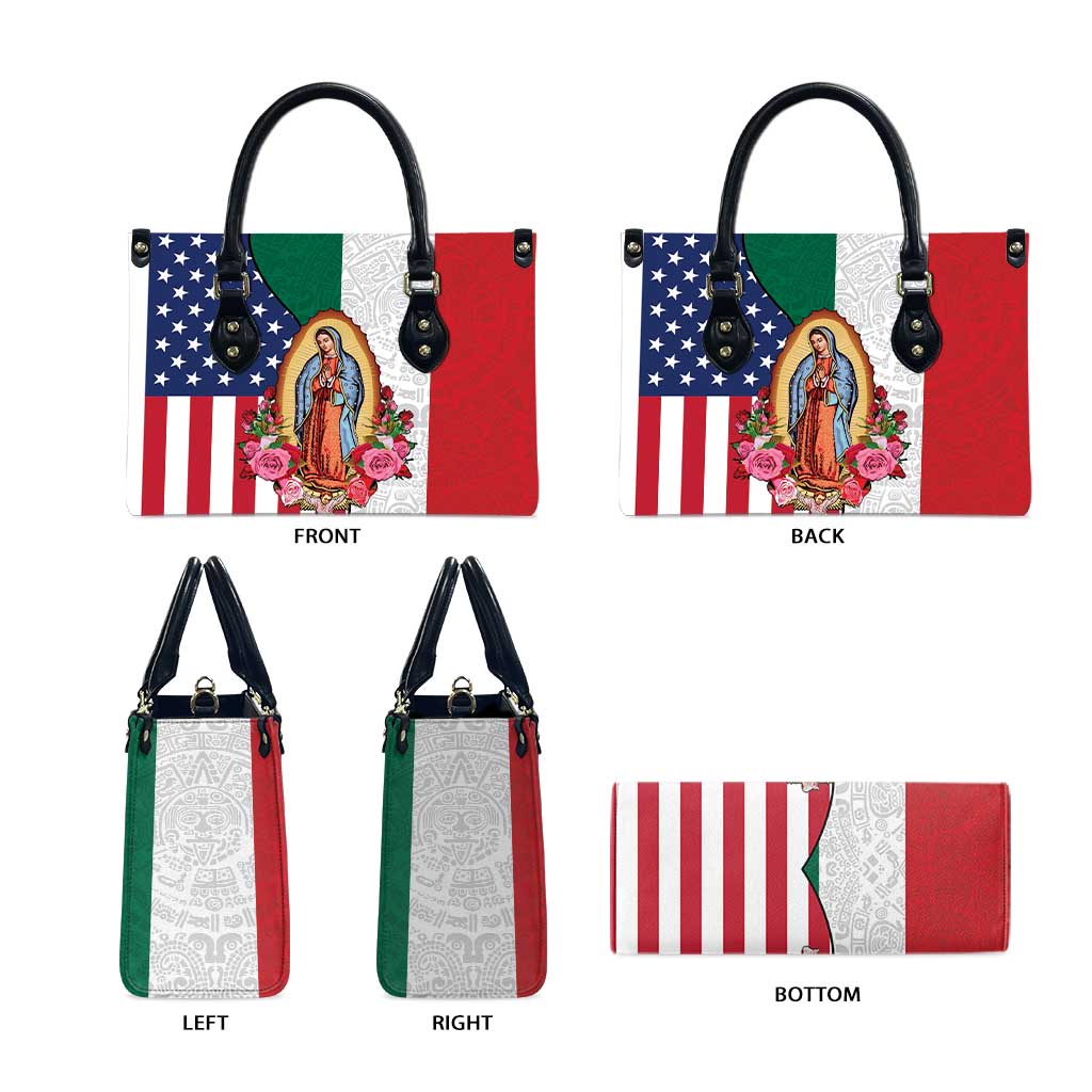 Guadalupe Virgin Mary Leather Bag Mexican American Flag - Wonder Print Shop