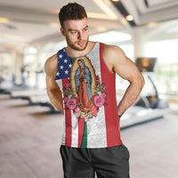 Guadalupe Virgin Mary Men Tank Top Mexican American Flag - Wonder Print Shop