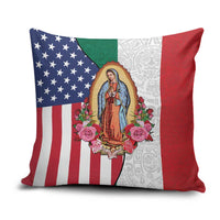 Guadalupe Virgin Mary Pillow Cover Mexican American Flag - Wonder Print Shop