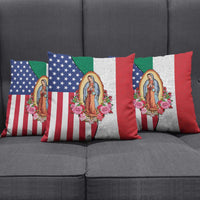 Guadalupe Virgin Mary Pillow Cover Mexican American Flag - Wonder Print Shop