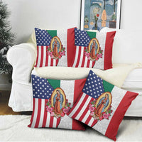 Guadalupe Virgin Mary Pillow Cover Mexican American Flag - Wonder Print Shop