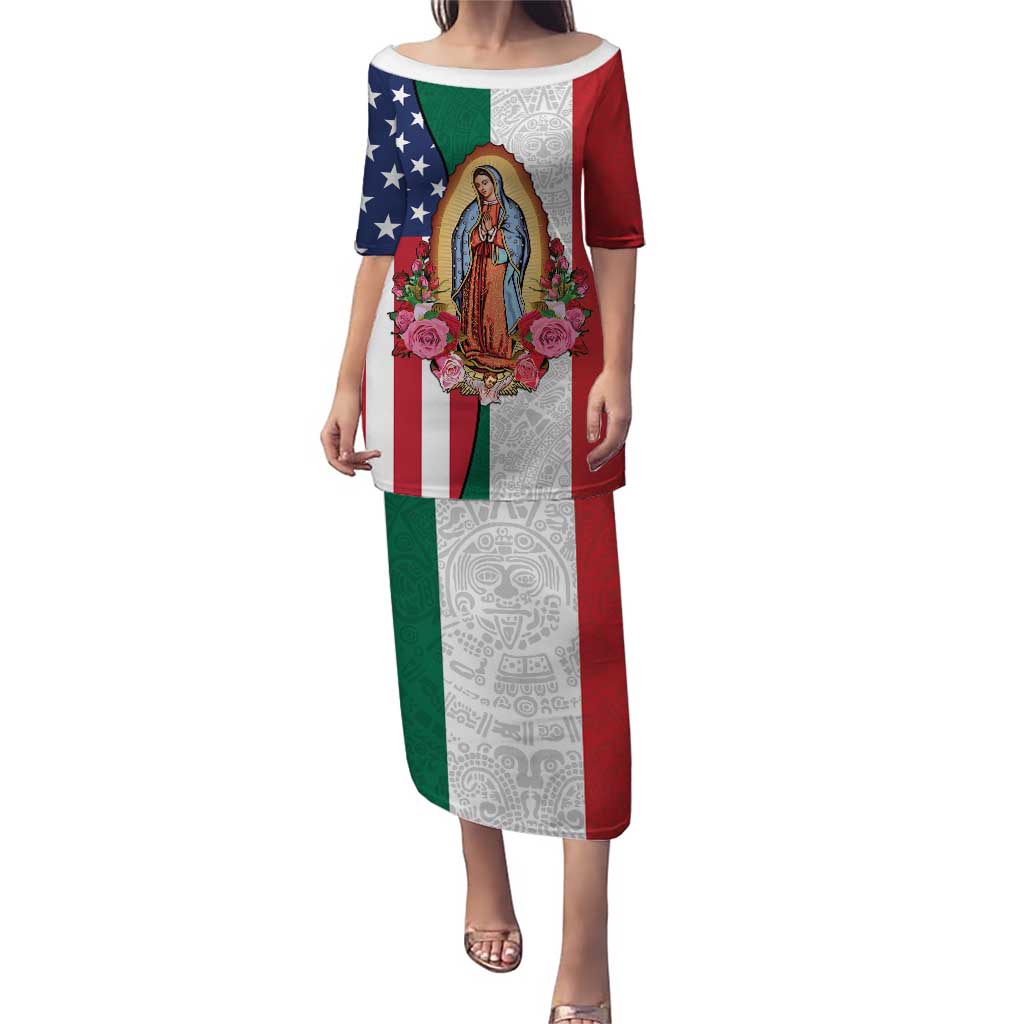 Guadalupe Virgin Mary Puletasi Mexican American Flag - Wonder Print Shop