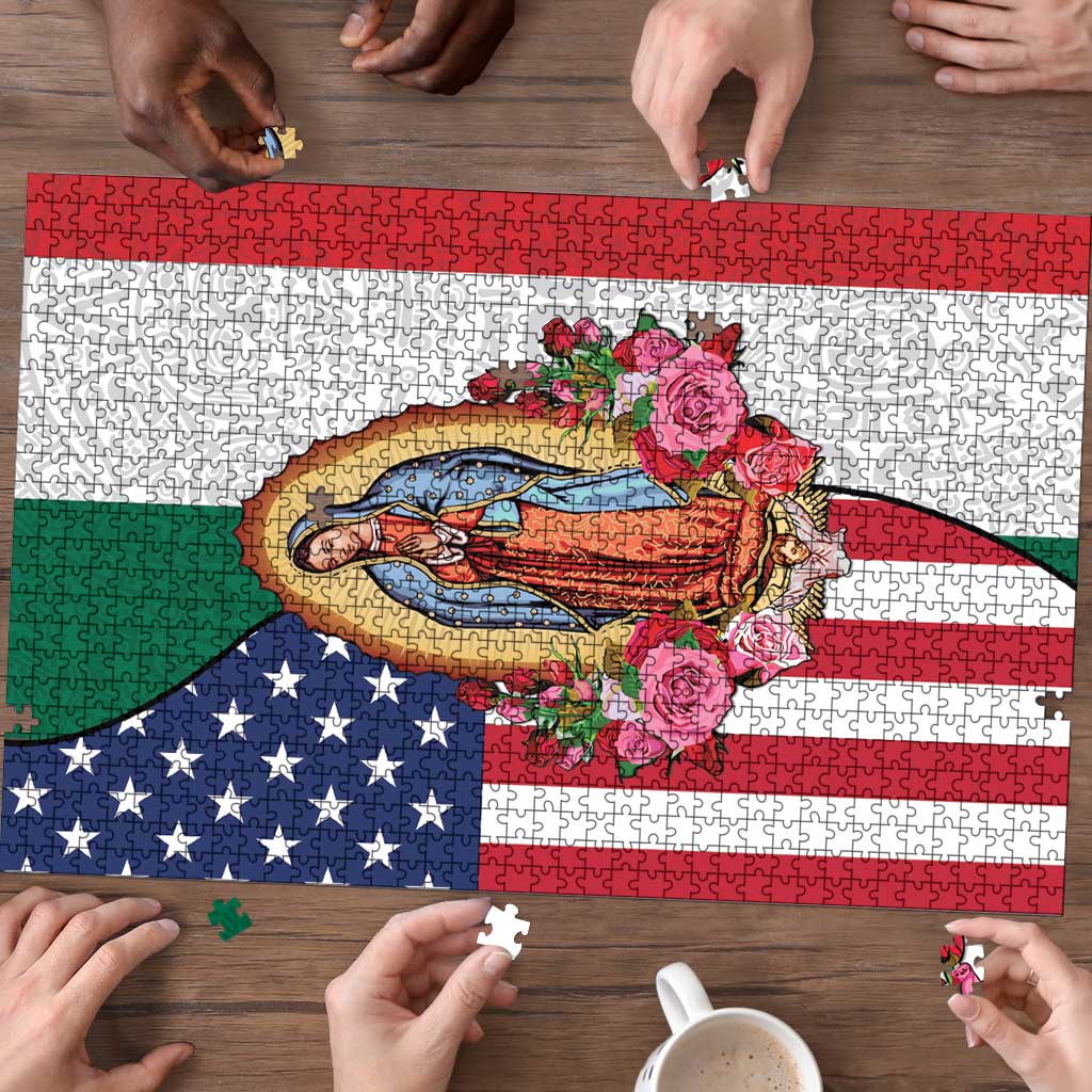 Guadalupe Virgin Mary Puzzle Mexican American Flag - Wonder Print Shop