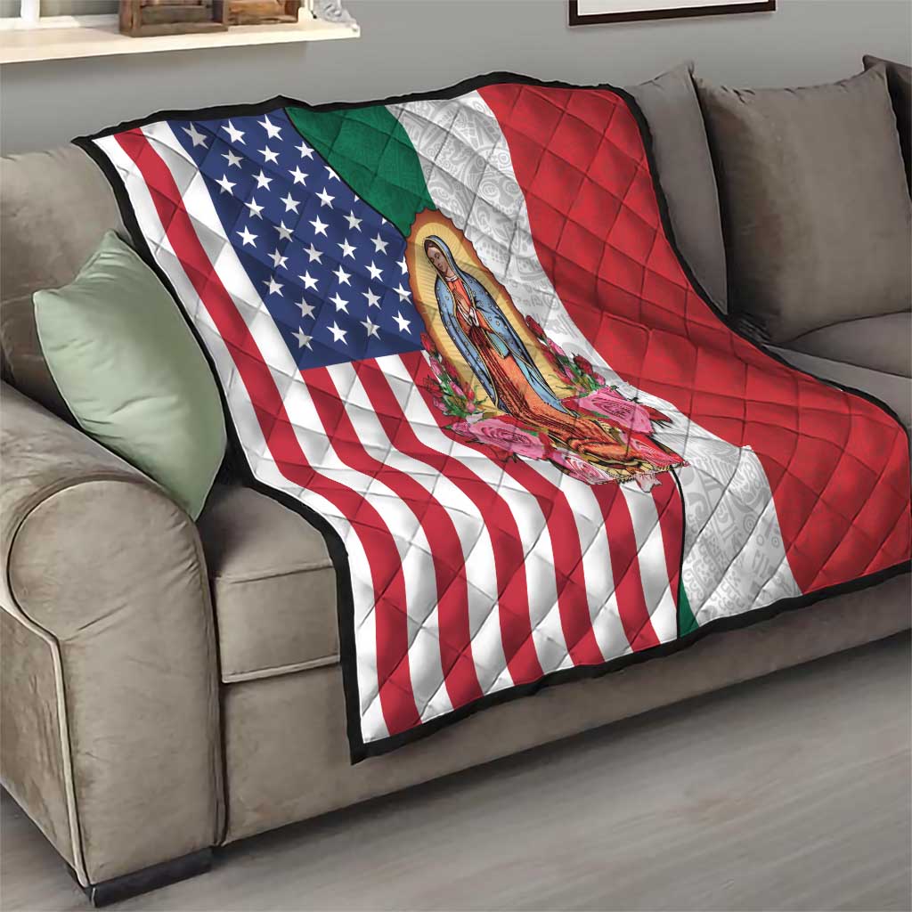 Guadalupe Virgin Mary Quilt Mexican American Flag - Wonder Print Shop