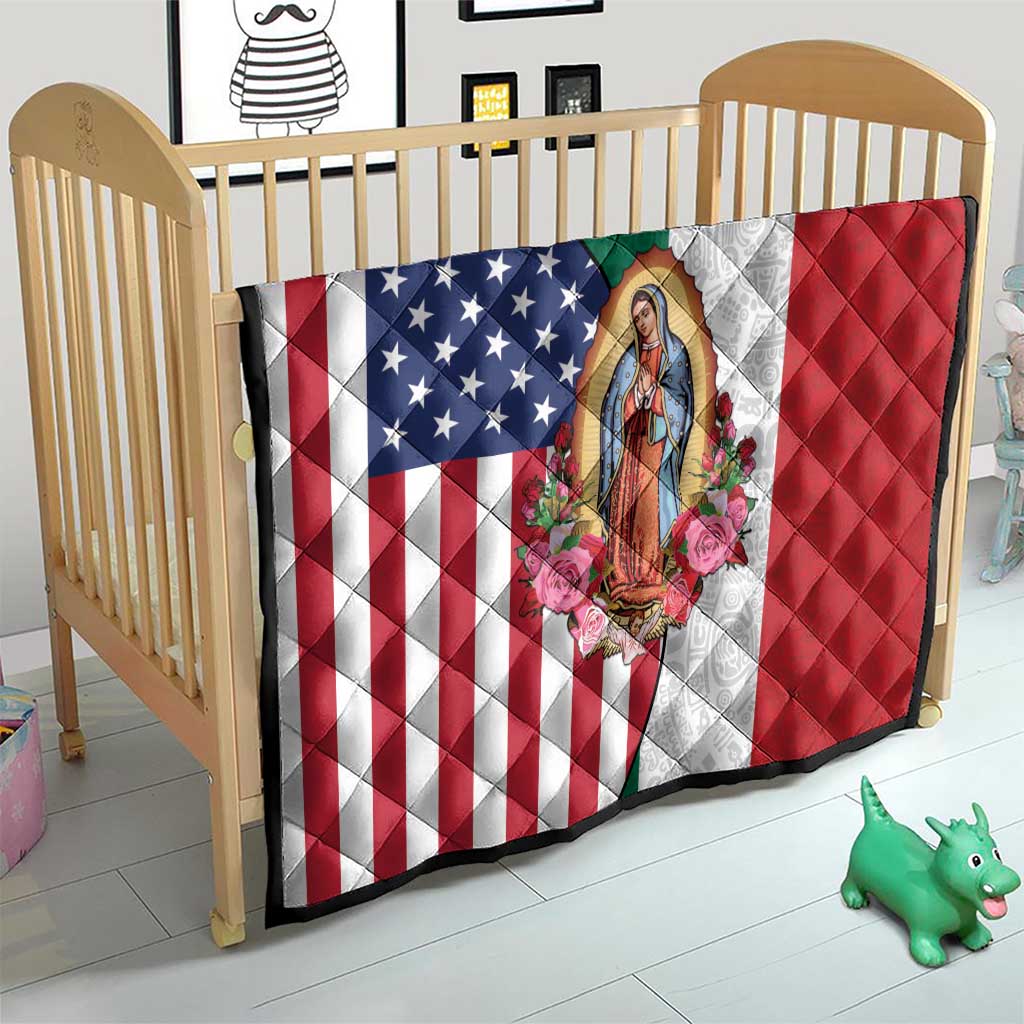 Guadalupe Virgin Mary Quilt Mexican American Flag - Wonder Print Shop