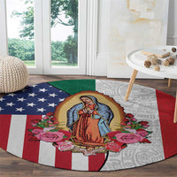 Guadalupe Virgin Mary Round Carpet Mexican American Flag - Wonder Print Shop