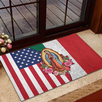 Guadalupe Virgin Mary Rubber Doormat Mexican American Flag - Wonder Print Shop