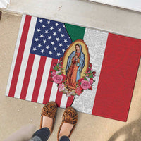 Guadalupe Virgin Mary Rubber Doormat Mexican American Flag - Wonder Print Shop