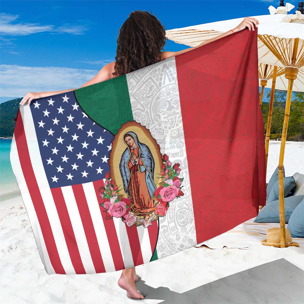 Guadalupe Virgin Mary Sarong Mexican American Flag - Wonder Print Shop