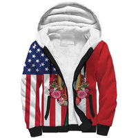 Guadalupe Virgin Mary Sherpa Hoodie Mexican American Flag - Wonder Print Shop