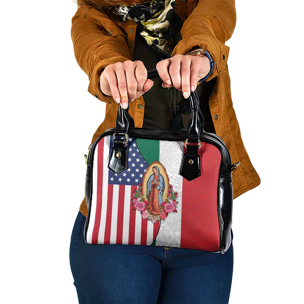 Guadalupe Virgin Mary Shoulder Handbag Mexican American Flag - Wonder Print Shop
