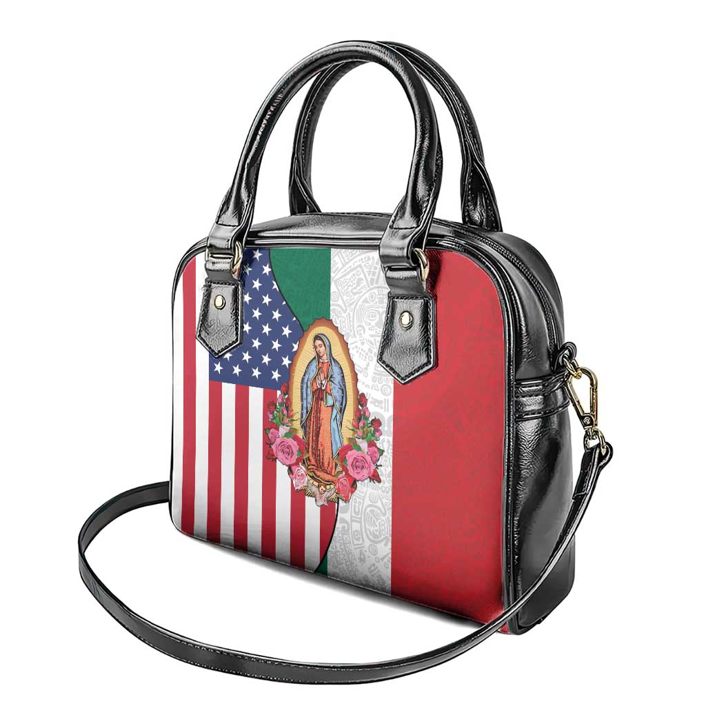 Guadalupe Virgin Mary Shoulder Handbag Mexican American Flag - Wonder Print Shop