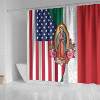 Guadalupe Virgin Mary Shower Curtain Mexican American Flag - Wonder Print Shop