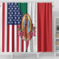Guadalupe Virgin Mary Shower Curtain Mexican American Flag - Wonder Print Shop