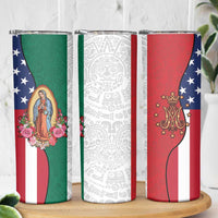 Guadalupe Virgin Mary Skinny Tumbler Mexican American Flag - Wonder Print Shop