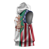 Guadalupe Virgin Mary Sleeveless Hoodie Mexican American Flag - Wonder Print Shop