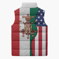 Guadalupe Virgin Mary Sleeveless Puffer Jacket Mexican American Flag - Wonder Print Shop