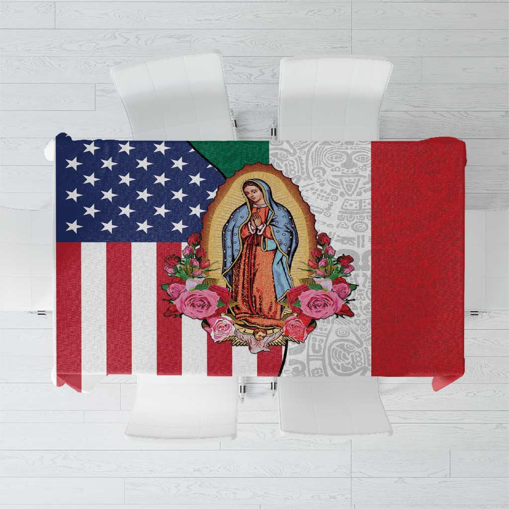 Guadalupe Virgin Mary Tablecloth Mexican American Flag - Wonder Print Shop