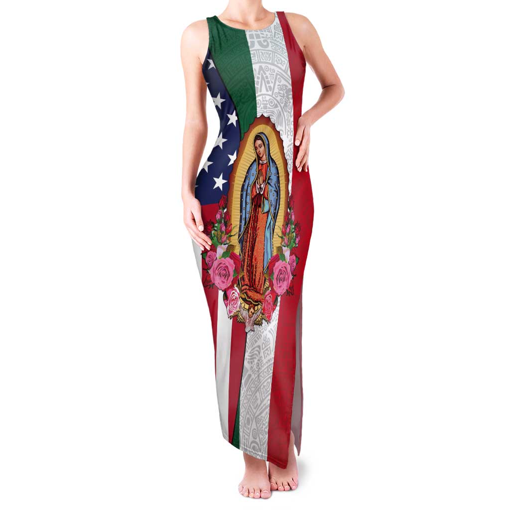 Guadalupe Virgin Mary Tank Maxi Dress Mexican American Flag - Wonder Print Shop