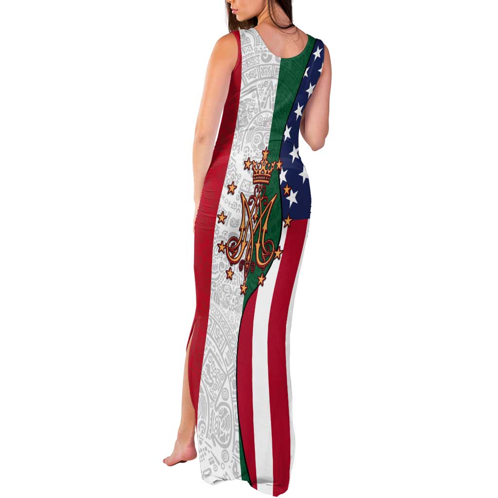 Guadalupe Virgin Mary Tank Maxi Dress Mexican American Flag - Wonder Print Shop