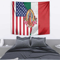 Guadalupe Virgin Mary Tapestry Mexican American Flag - Wonder Print Shop