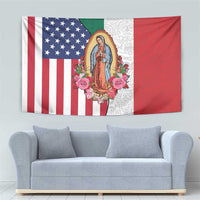 Guadalupe Virgin Mary Tapestry Mexican American Flag - Wonder Print Shop