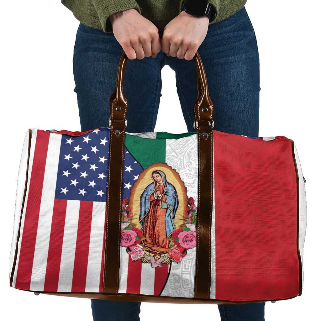 Guadalupe Virgin Mary Travel Bag Mexican American Flag - Wonder Print Shop