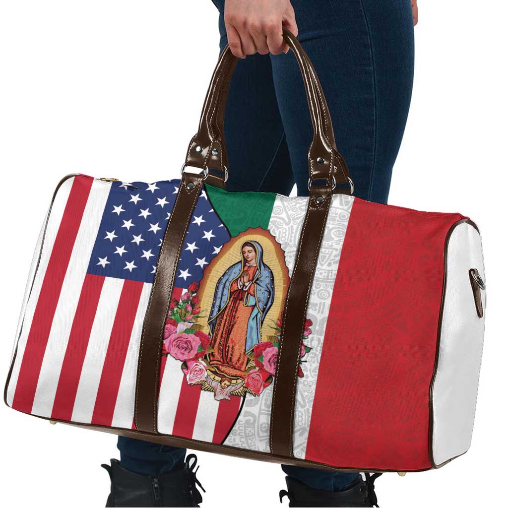 Guadalupe Virgin Mary Travel Bag Mexican American Flag - Wonder Print Shop