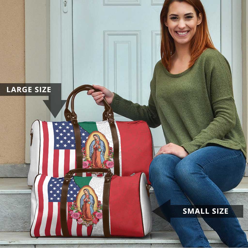 Guadalupe Virgin Mary Travel Bag Mexican American Flag - Wonder Print Shop