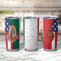 Guadalupe Virgin Mary Tumbler Cup Mexican American Flag - Wonder Print Shop