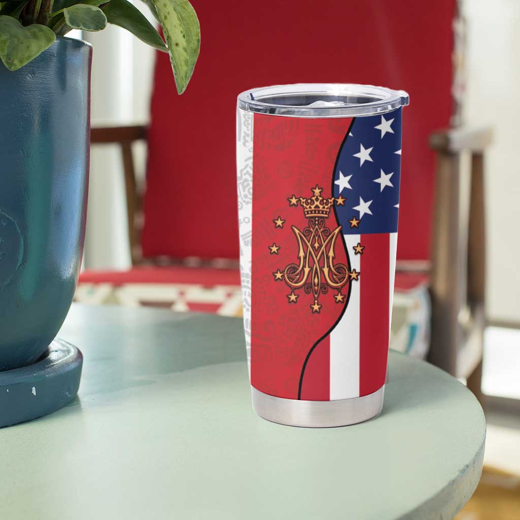 Guadalupe Virgin Mary Tumbler Cup Mexican American Flag - Wonder Print Shop