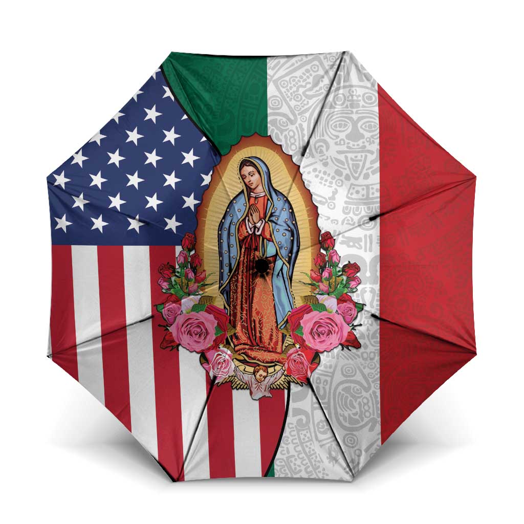 Guadalupe Virgin Mary Umbrella Mexican American Flag - Wonder Print Shop