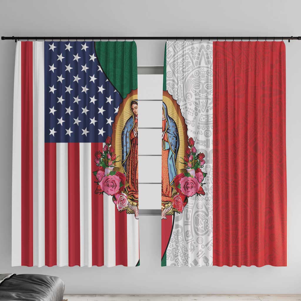 Guadalupe Virgin Mary Window Curtain Mexican American Flag - Wonder Print Shop