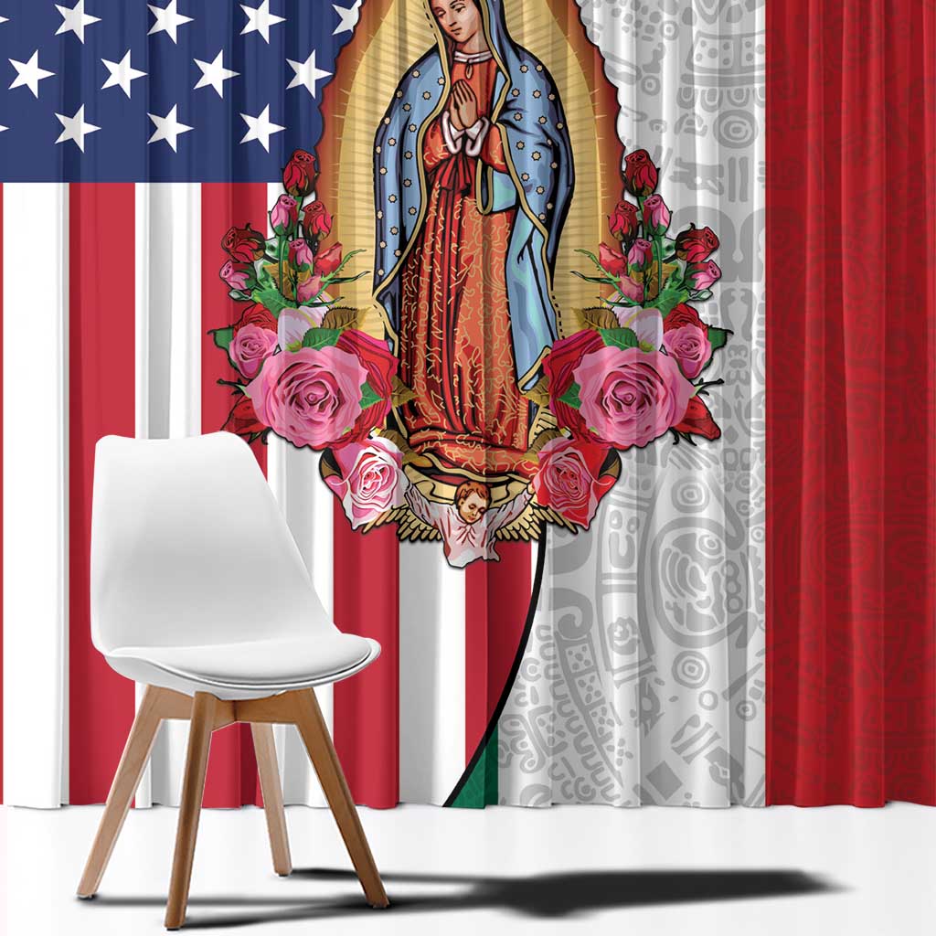 Guadalupe Virgin Mary Window Curtain Mexican American Flag - Wonder Print Shop