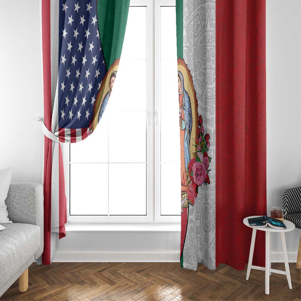 Guadalupe Virgin Mary Window Curtain Mexican American Flag - Wonder Print Shop