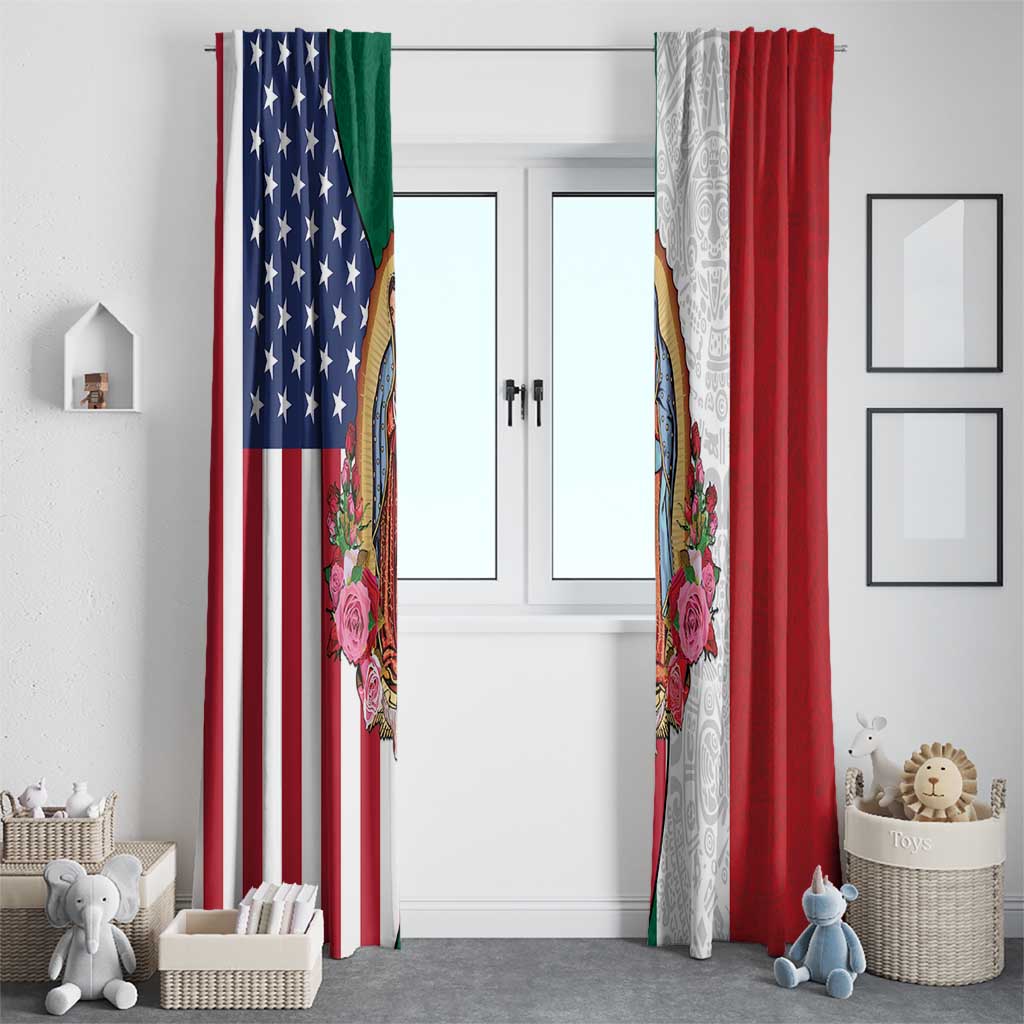 Guadalupe Virgin Mary Window Curtain Mexican American Flag - Wonder Print Shop