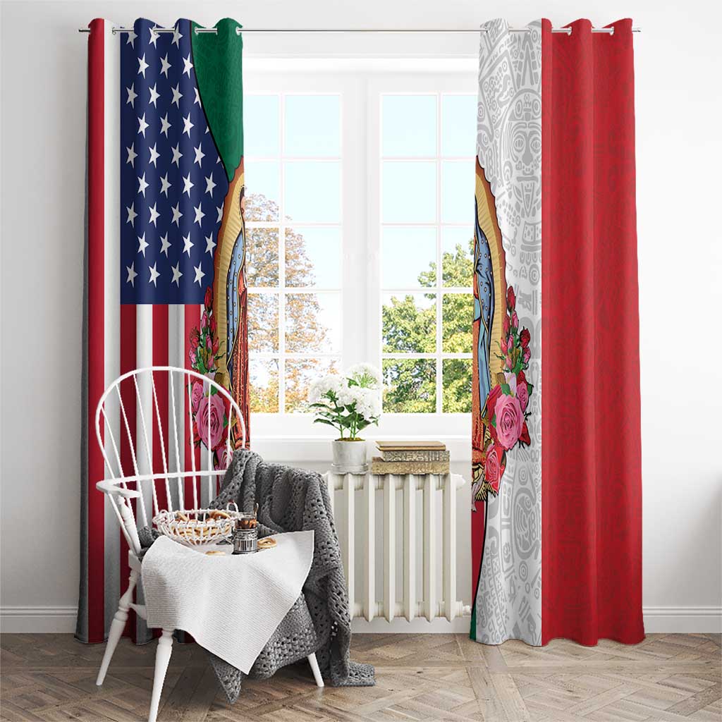 Guadalupe Virgin Mary Window Curtain Mexican American Flag - Wonder Print Shop
