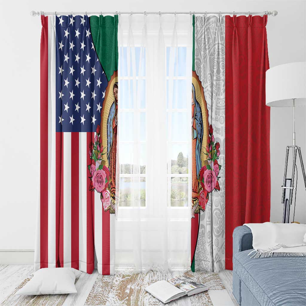Guadalupe Virgin Mary Window Curtain Mexican American Flag - Wonder Print Shop