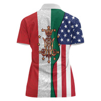 Guadalupe Virgin Mary Women Polo Shirt Mexican American Flag - Wonder Print Shop