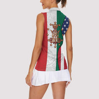 Guadalupe Virgin Mary Women Sleeveless Polo Shirt Mexican American Flag - Wonder Print Shop