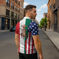 Guadalupe Virgin Mary Zipper Polo Shirt Mexican American Flag - Wonder Print Shop