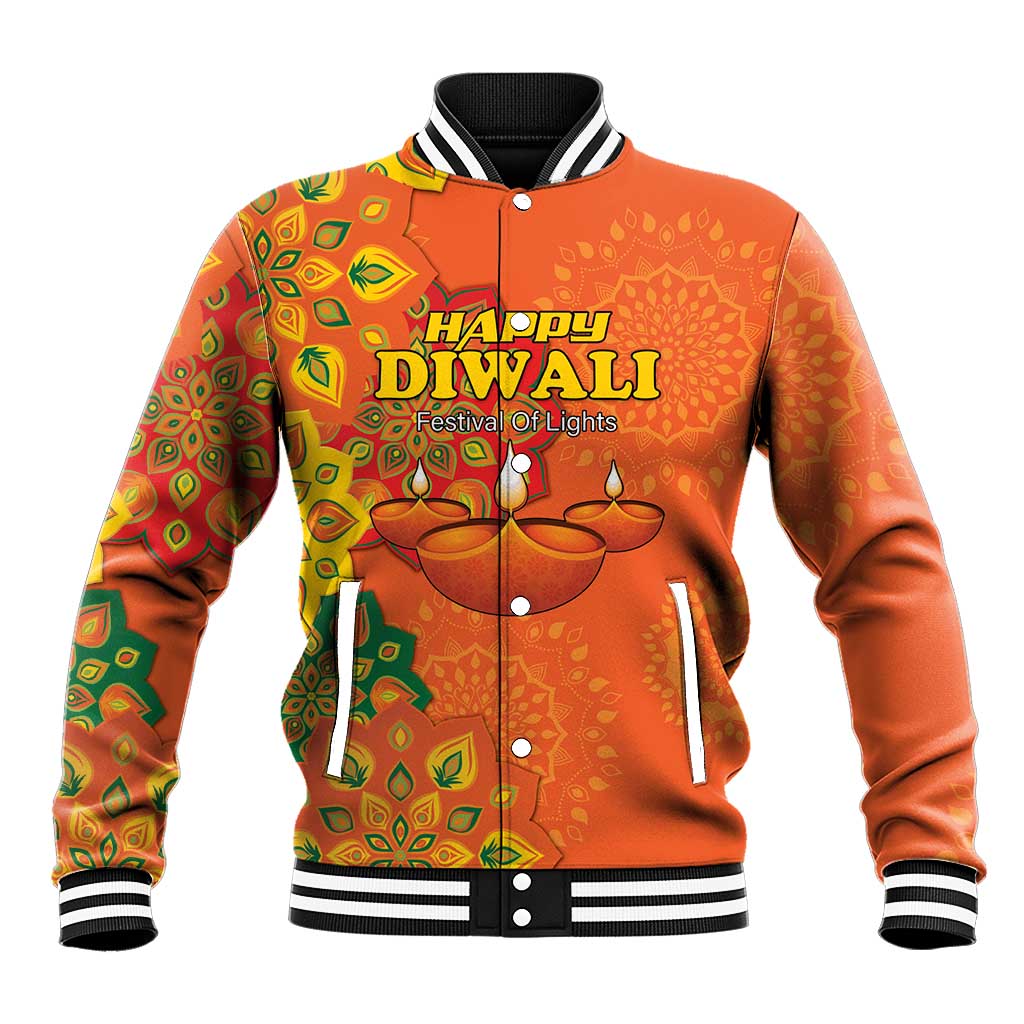 Happy Diwali India Baseball Jacket With Rangoli Patterns - Wonder Print Shop
