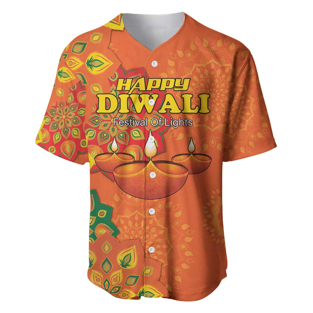 Happy Diwali India Baseball Jersey With Rangoli Patterns - Wonder Print Shop