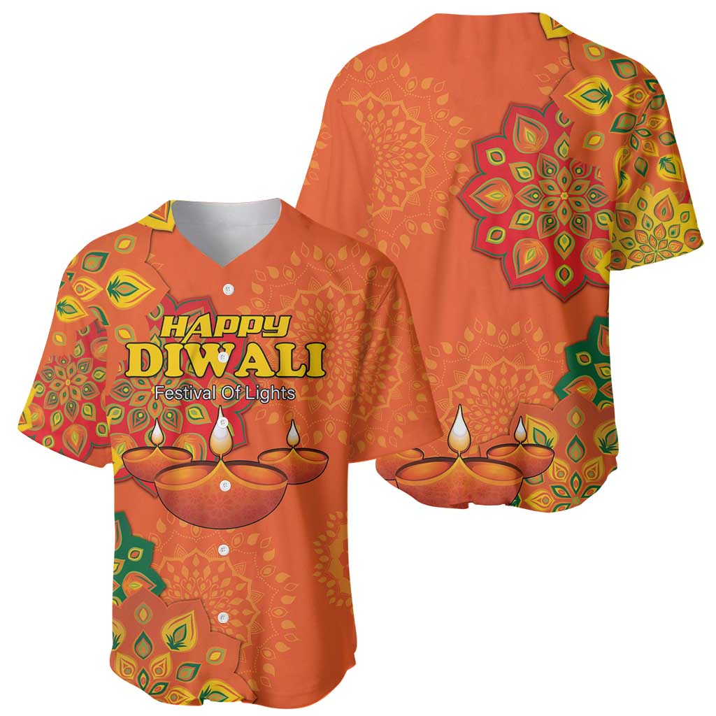 Happy Diwali India Baseball Jersey With Rangoli Patterns - Wonder Print Shop