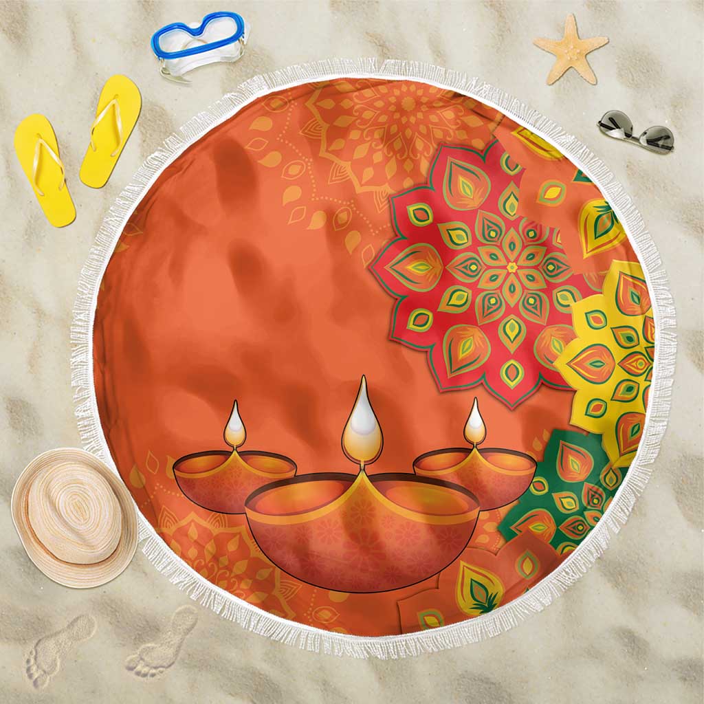 Happy Diwali India Beach Blanket With Rangoli Patterns - Wonder Print Shop