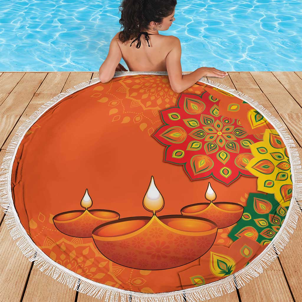 Happy Diwali India Beach Blanket With Rangoli Patterns - Wonder Print Shop