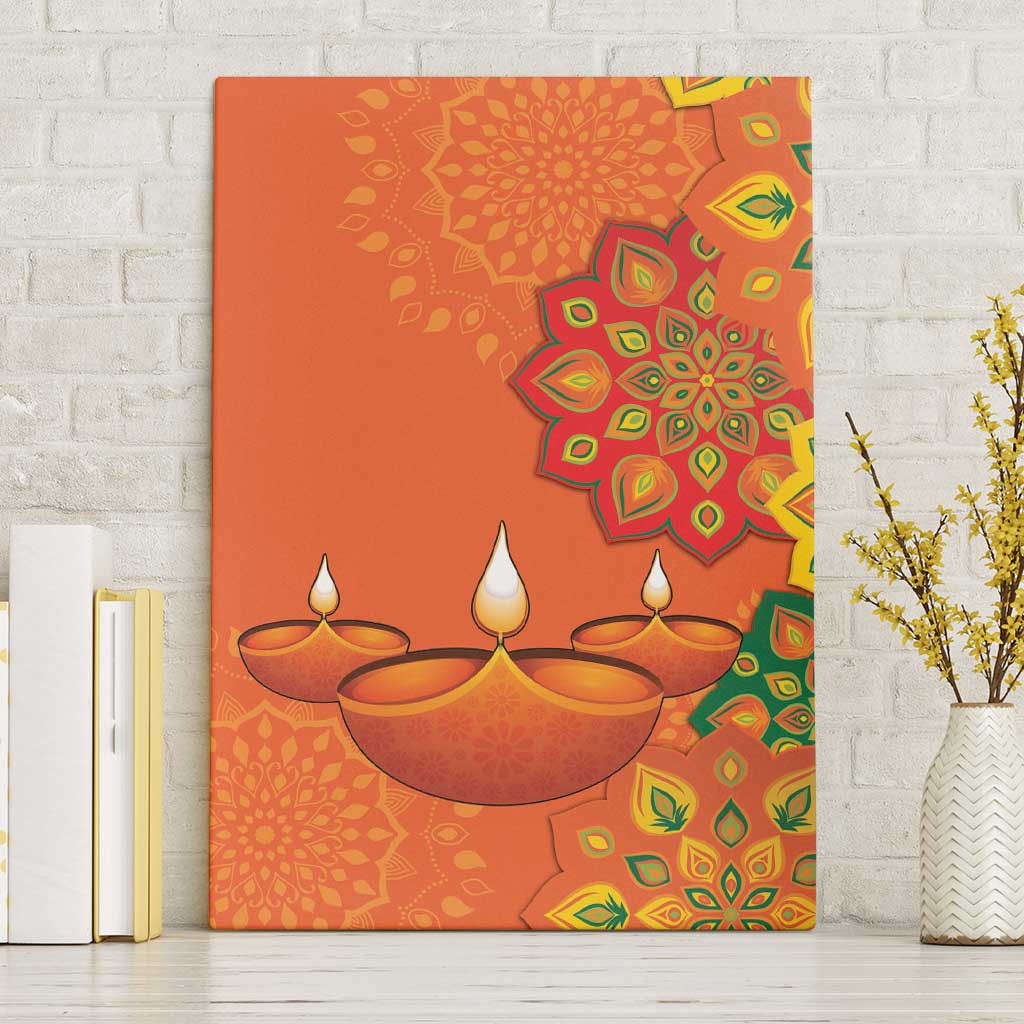 Happy Diwali India Canvas Wall Art With Rangoli Patterns - Wonder Print Shop